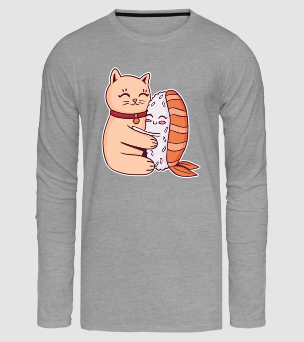 Sushi cu Pisică model gri pe tricou