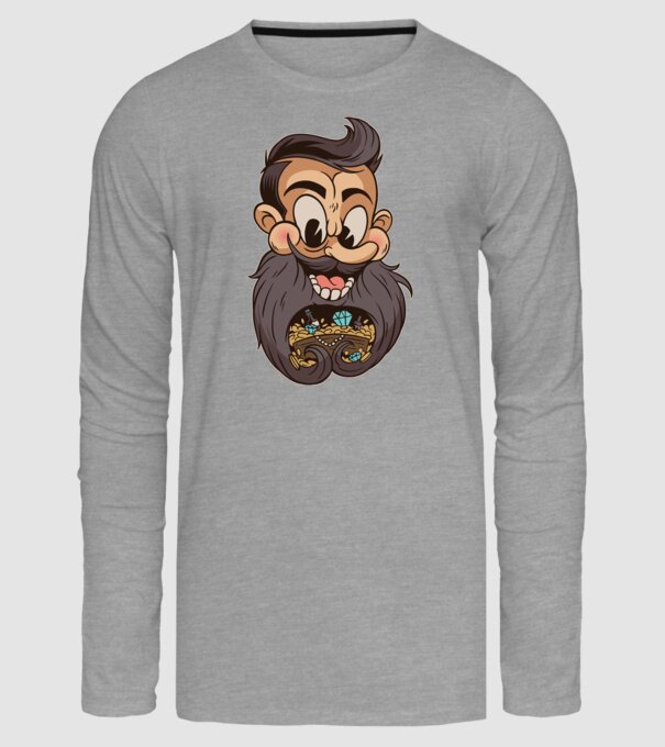 Comoară barbă model gri pe tricou