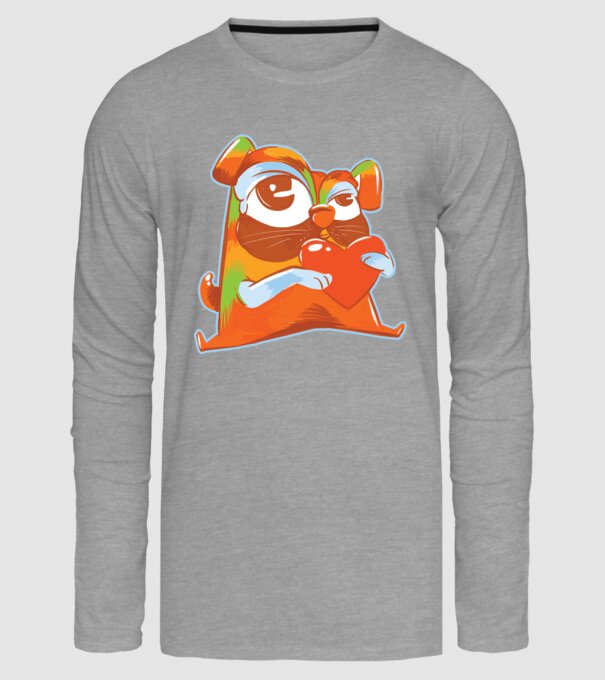 Mops colorat model gri pe tricou
