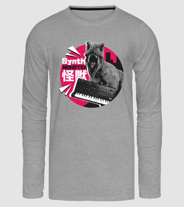 Dinozaur sintetizator model gri pe tricou