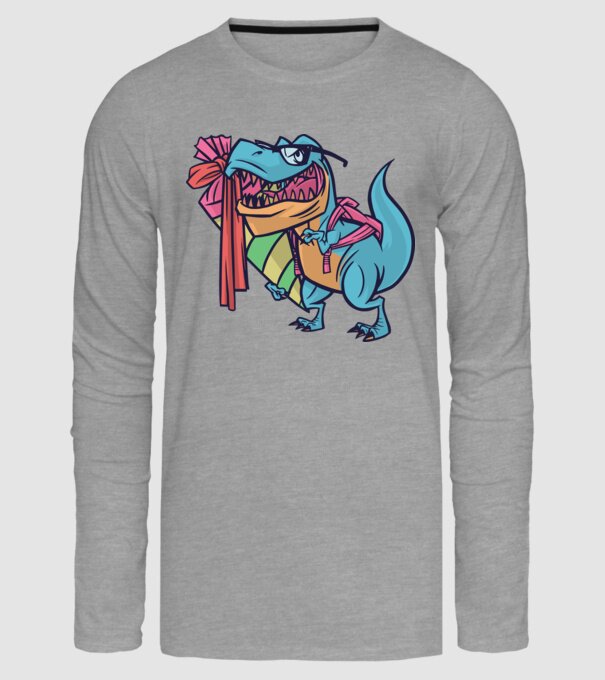 Elev T-rex model gri pe tricou