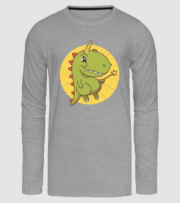 T-rex Unicorn cu baghetă magică model gri pe tricou