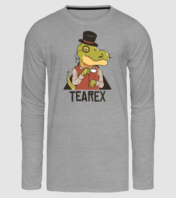 Tea Rex dinozaur cu ceai model gri pe tricou