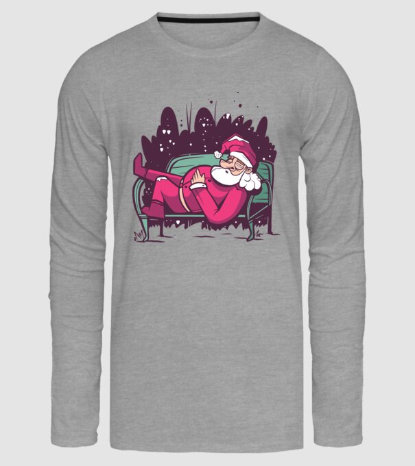 Moș Crăciun doarme model gri pe tricou