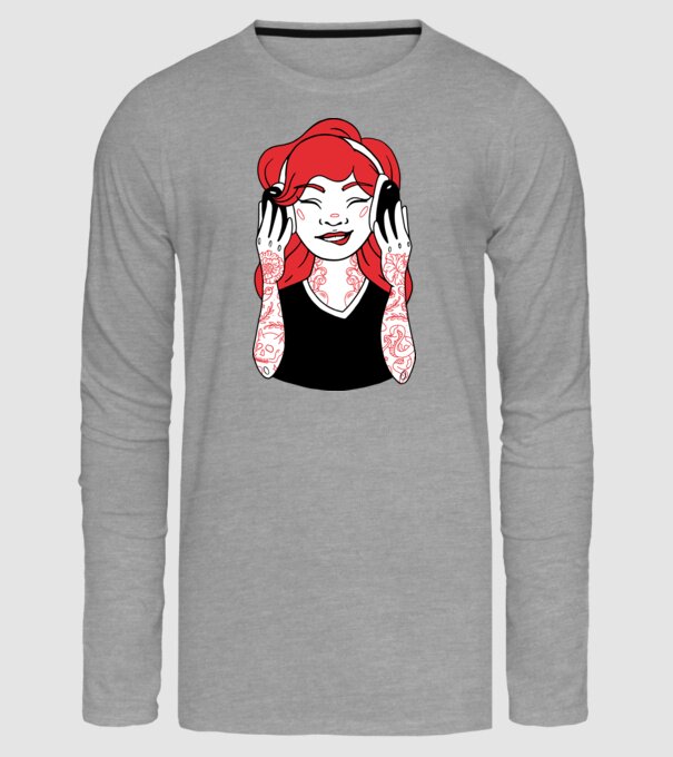Fată Gamer tatuată model gri pe tricou