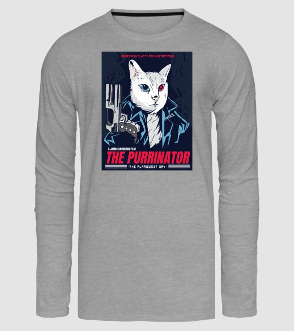 The Purrinator Pisică model gri pe tricou
