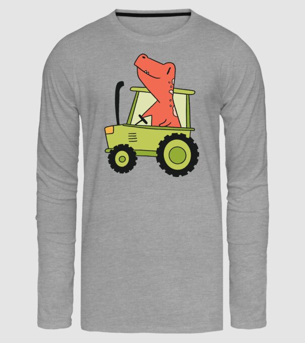 Tractor dinozaur model gri pe tricou