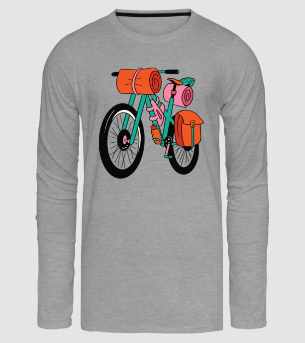 Bicicletă Drumeție model gri pe tricou