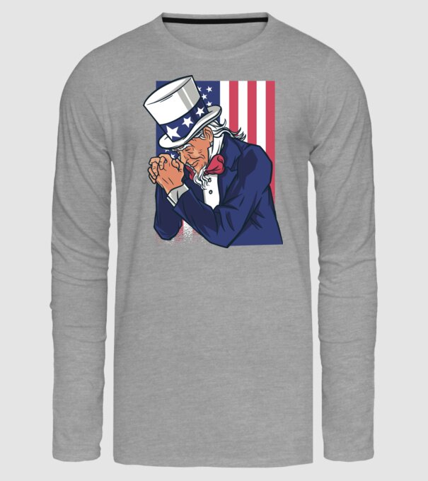 Uncle Sam se roagă model gri pe tricou