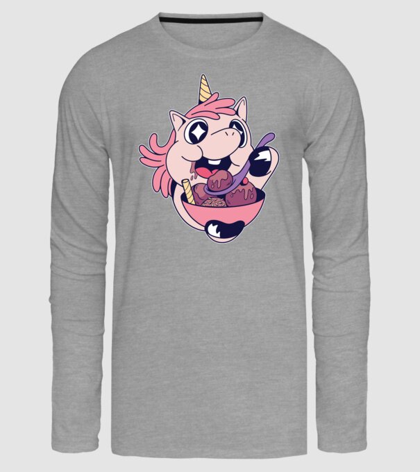 Unicorn Înghețată model gri pe tricou
