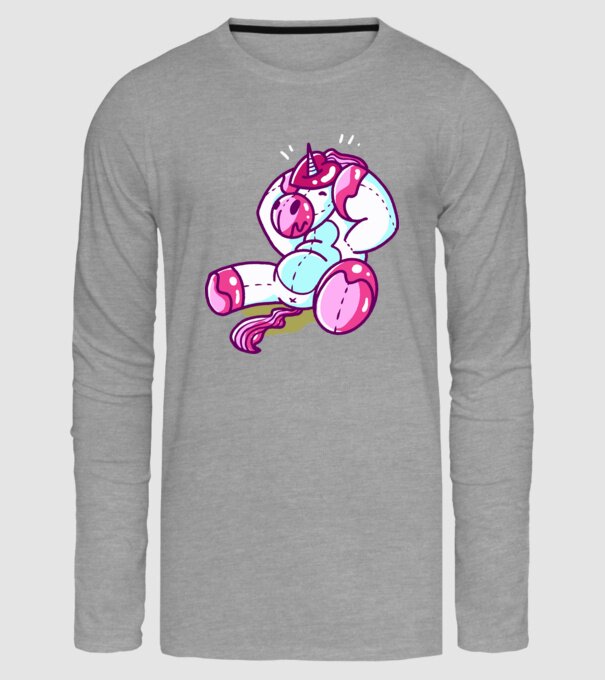 Unicorn cu inimă încornorată model gri pe tricou