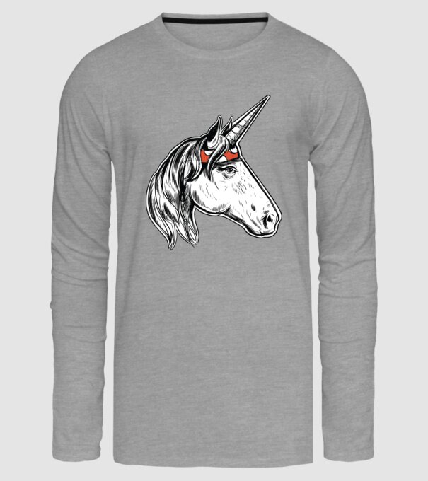 Cal Unicorn model gri pe tricou