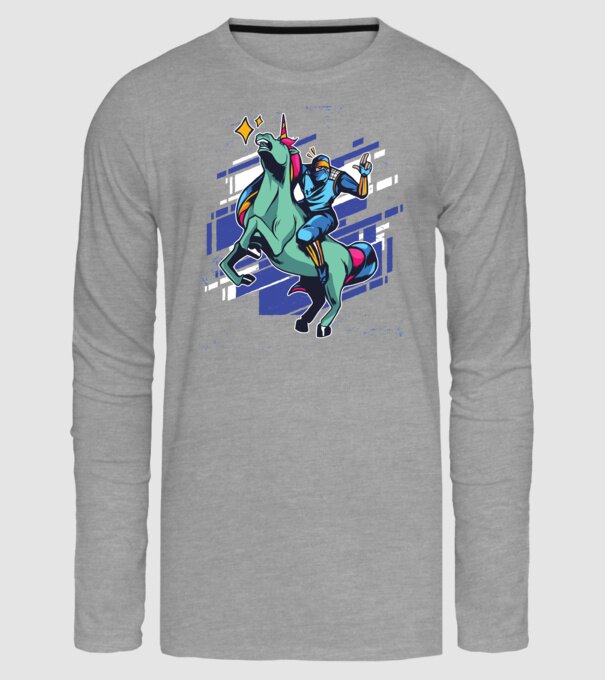 Unicorn Ninja model gri pe tricou