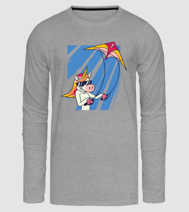 Unicorn lansează zmeie tricou drăguț model gri pe tricou