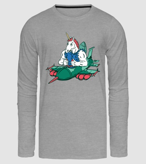 Unicorn Avion de vânătoare model gri pe tricou