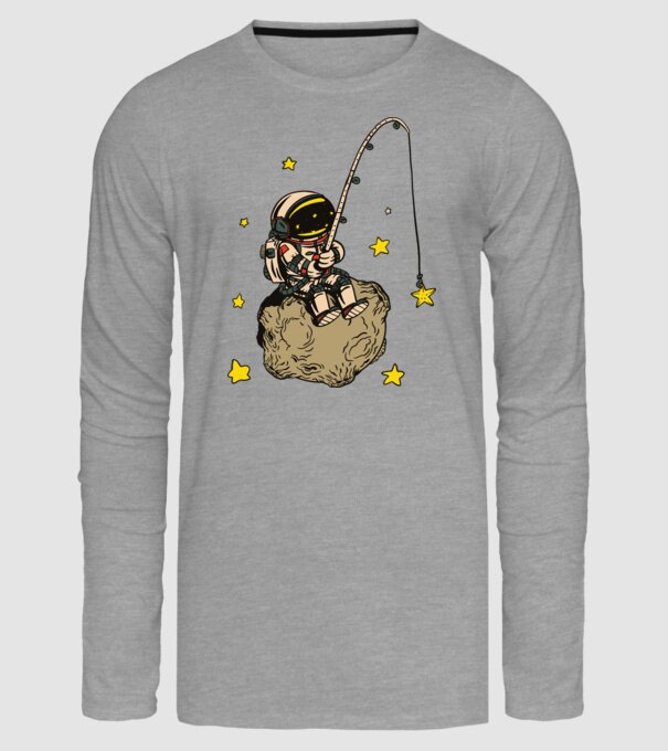 Pescar Astronaut model gri pe tricou