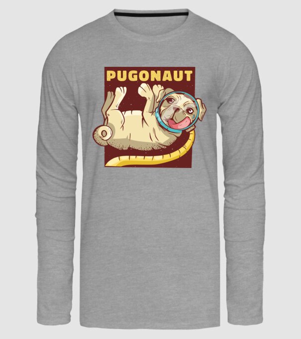 Mops Astronaut model gri pe tricou
