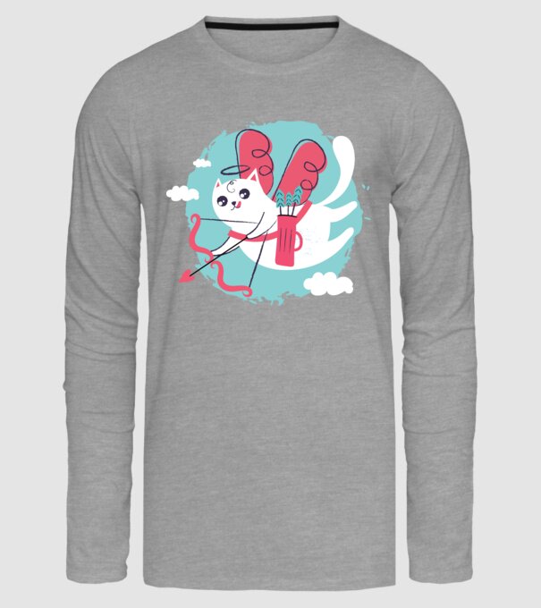 Pisică Valentin model gri pe tricou