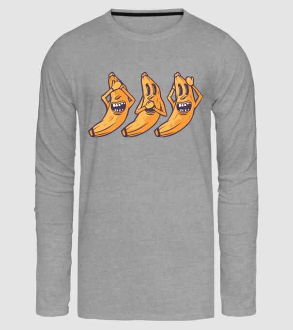 Banane amuzante - Nu vede, nu vorbește, nu aude model gri pe tricou