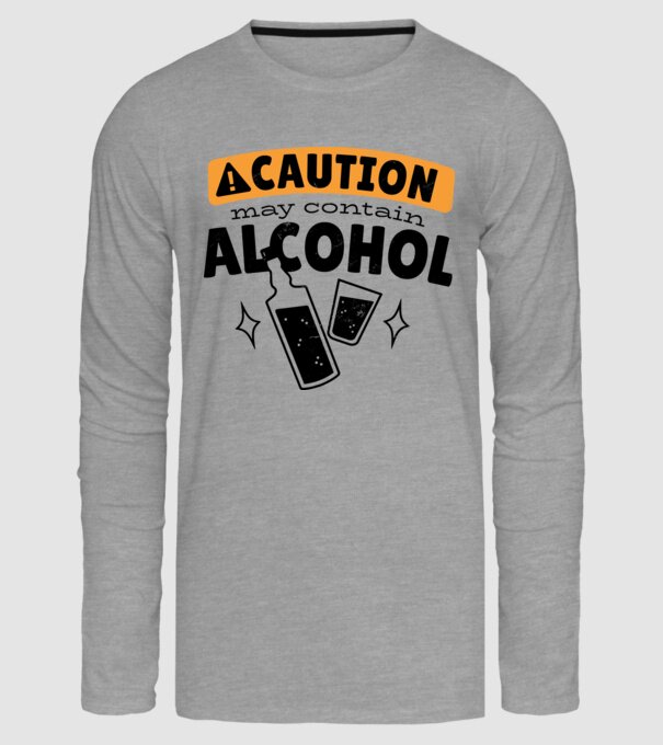 Atenție, poate conține alcool model gri pe tricou