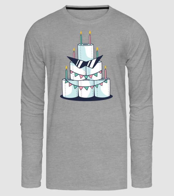 Tort de zi de naștere din hârtie igienică model gri pe tricou