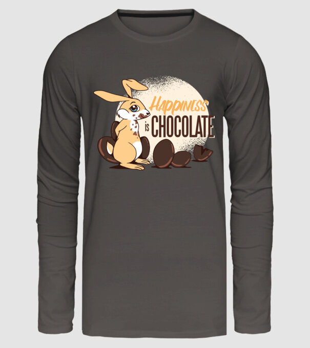 Fericirea este ciocolata model gri închis pe tricou