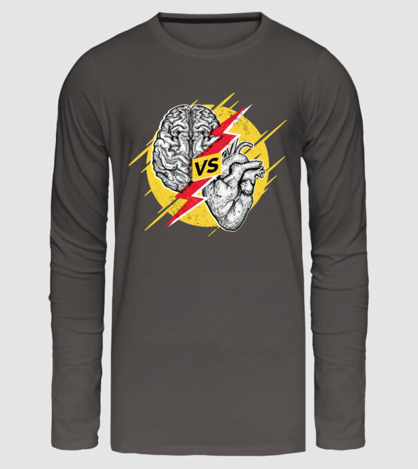 Creier vs. Inimă - Rațiune contra inimă model gri închis pe tricou