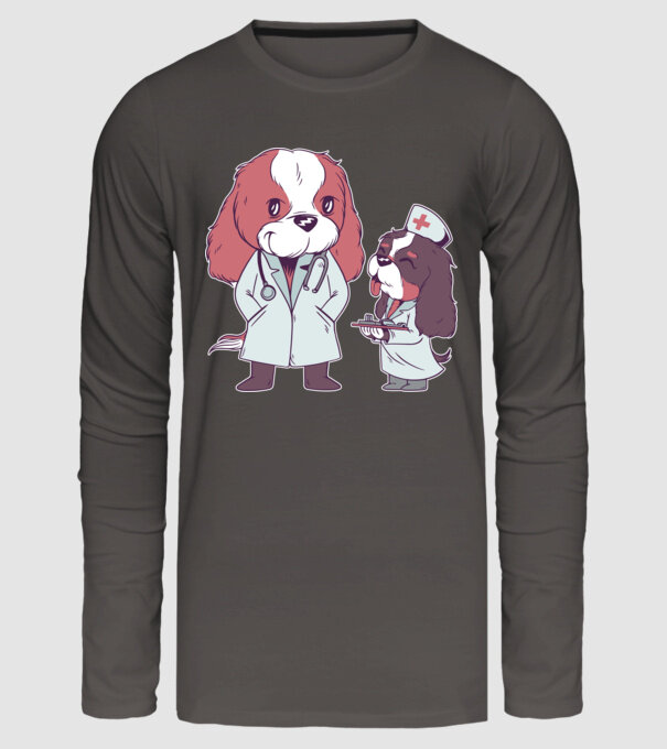 Veterinar câini model gri închis pe tricou