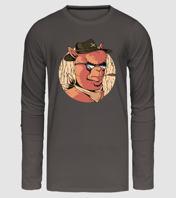 Alpaka model gri închis pe tricou