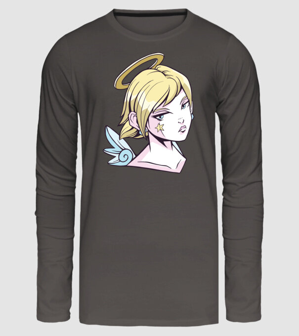 Anime Fată angelică model gri închis pe tricou