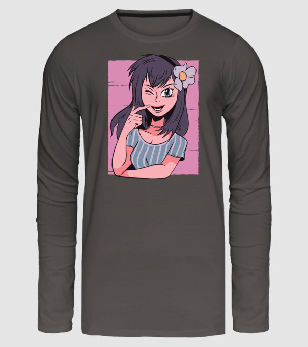 Fată Anime model gri închis pe tricou