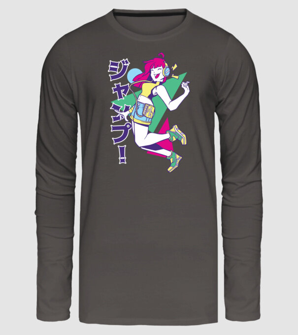 Anime fată retro model gri închis pe tricou