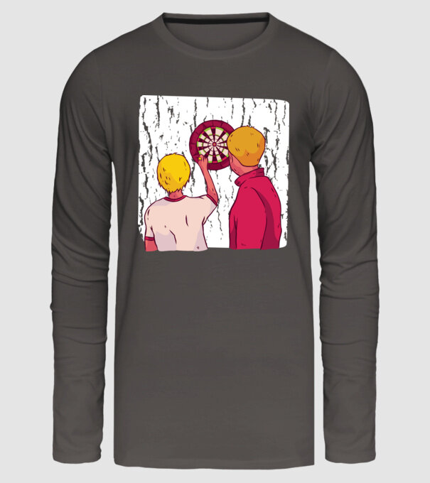 Darts Tată Fiu model gri închis pe tricou