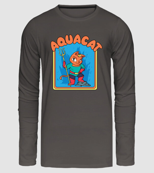 Aquacat model gri închis pe tricou