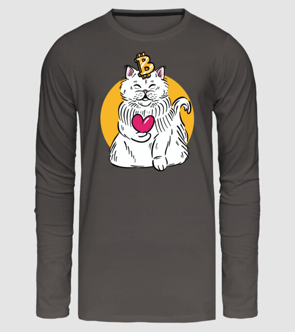 Pisică Bitcoin model gri închis pe tricou