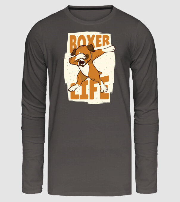 Boxer Life DAB model gri închis pe tricou
