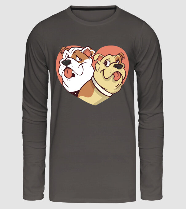 Dragoste Bulldog model gri închis pe tricou