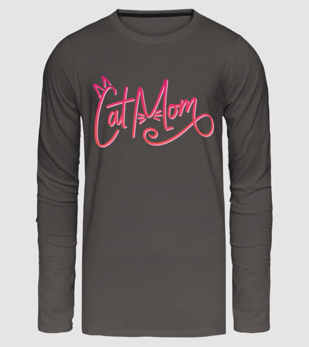 Mamă cu pisică model gri închis pe tricou