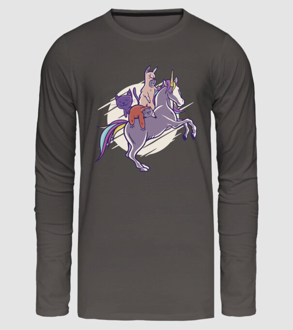Animale drăguțe pe Unicorn model gri închis pe tricou