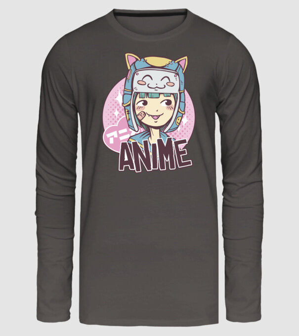 Fată drăguță Anime model gri închis pe tricou