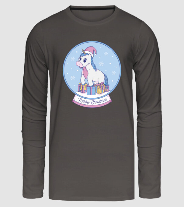 Glob de zăpadă drăguț, de Crăciun, cu Unicorn model gri închis pe tricou
