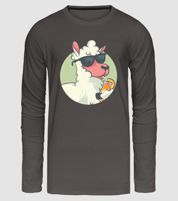 Lama drăguț cu cocktail tricou amuzant model gri închis pe tricou