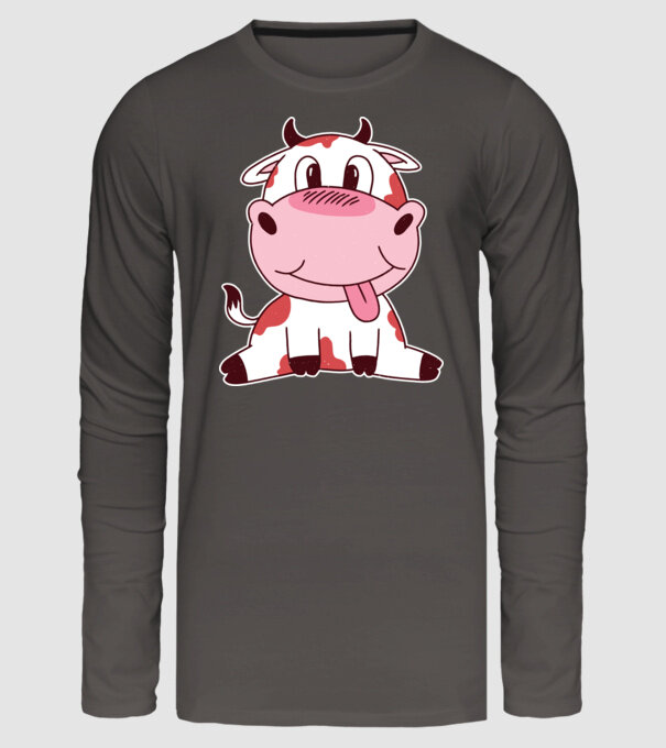 Vacă drăguță model gri închis pe tricou