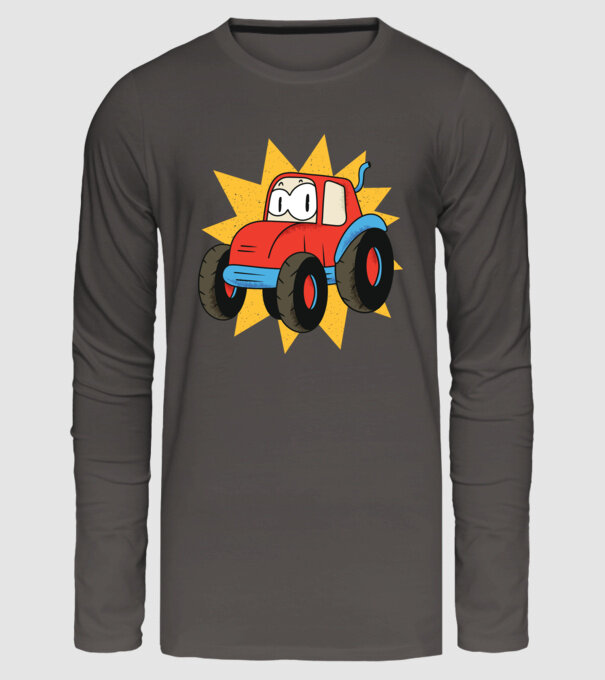Tractor drăguț pentru copii model gri închis pe tricou