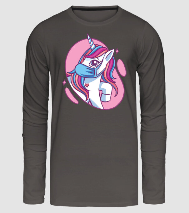 Unicorn drăguț cu mască model gri închis pe tricou