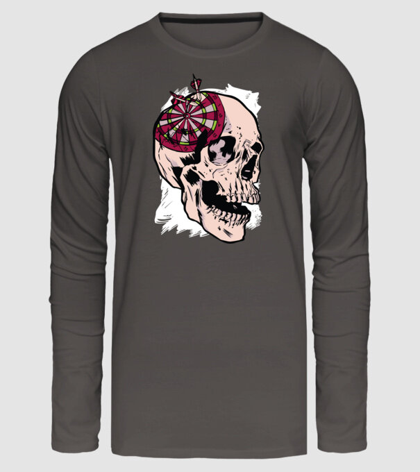 Craniu Darts model gri închis pe tricou