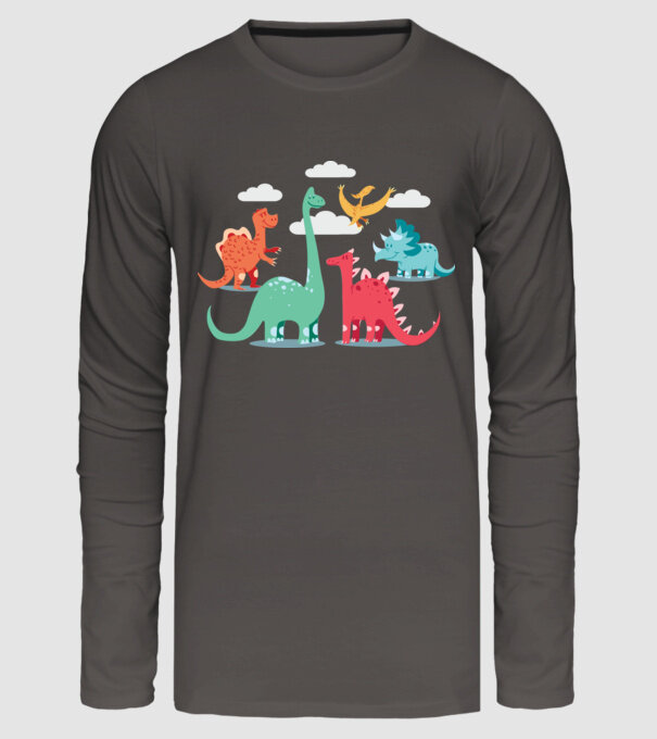 Dinozauri model gri închis pe tricou