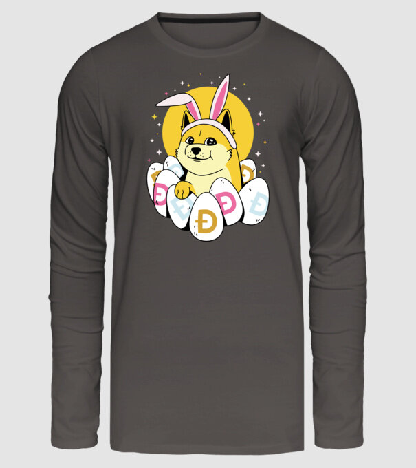 Dogecoin Paște model gri închis pe tricou