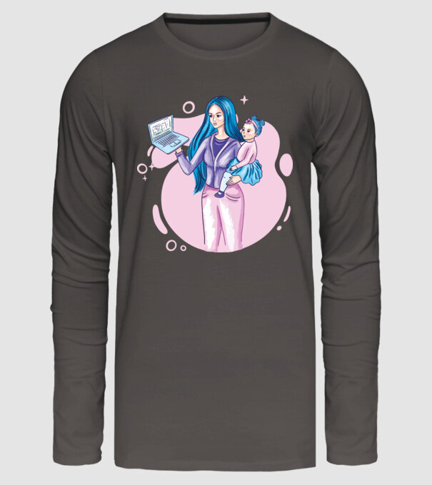 Mamă Lucrătoare model gri închis pe tricou
