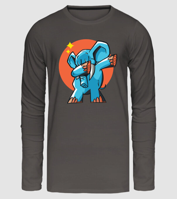 Elefant DAB model gri închis pe tricou